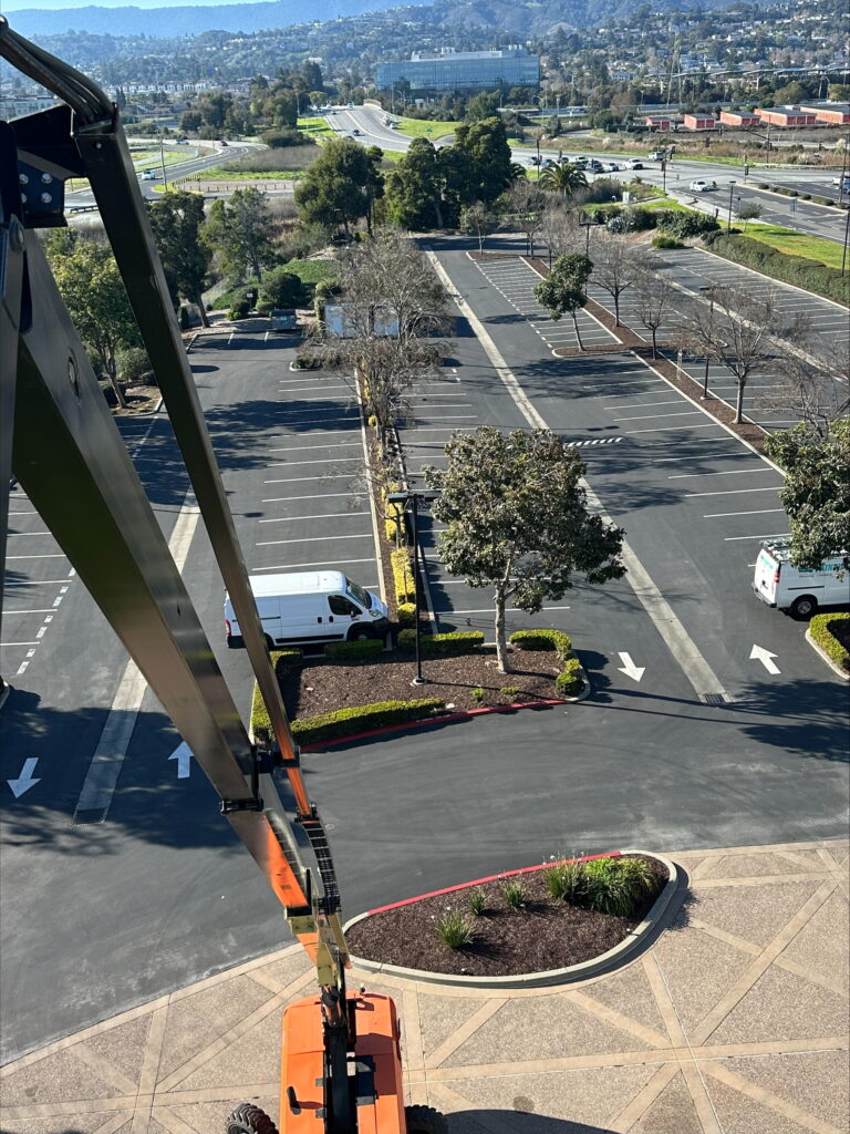 Large-scale commercial parking lot striping project in Silicon Valley